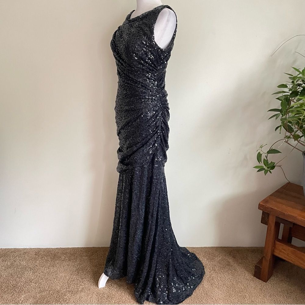 Carmen Marc Valvo Navy Sequin Gown Dress Women’s Size 6